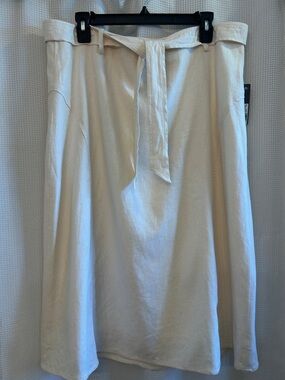 The Limited Linen lined Cream Belt Tie-Waist A-Line Skirt size 12 NWT